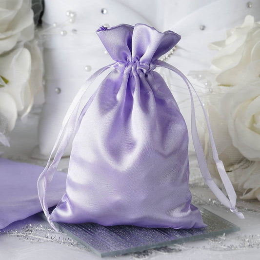12 Pack 4"x6" Lavender Lilac Satin Drawstring Wedding Party Favor Gift Bags